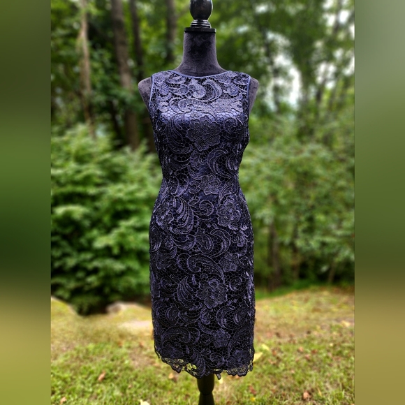 Adrianna Papell Dresses & Skirts - Adrianna Papell Navy Blue Lace Sheath Dress